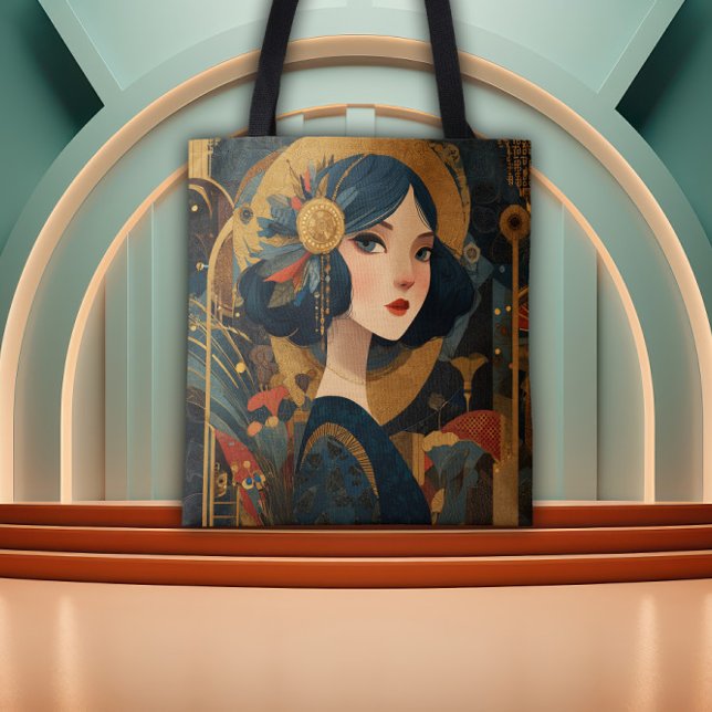 Bolso De Tela 1920's Art Deco Flapper Girl (Subido por el creador)