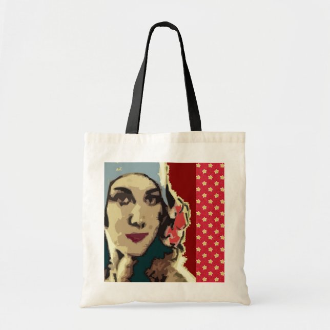 Bolso De Tela 1920s Lady in a Blue Hat Burgundy (Frente)