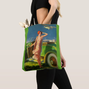 Bolso De Tela 1930 coche femenino y avión