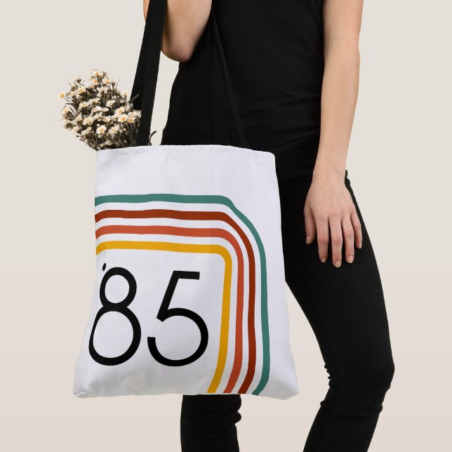 Bolso De Tela 1985 Trendy Retro Rainbow Stripes Tote (Detalle)