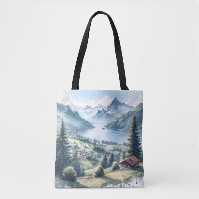 Bolso De Tela 1.ª celebración Boda viajar Alpes suizos (Anverso)