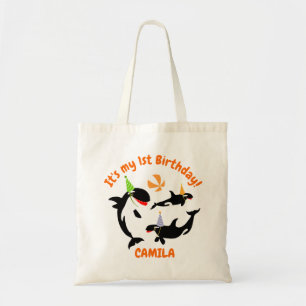Bolso De Tela 1.ᵉʳ cumpleaños bajo la orilla de la ballena bebé
