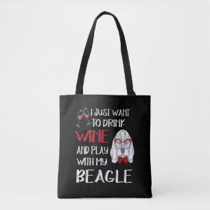 Bolso De Tela 1 Bebe Vino Y Juega Con Mi Beagle