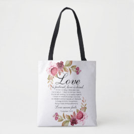 Bolso De Tela 1 Corintios 13:4-8 El amor es la bíblica floral de