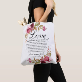 Bolso De Tela 1 Corintios 13:4-8 El amor es la bíblica floral de