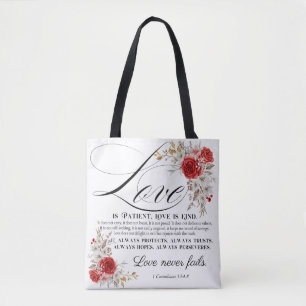 Bolso De Tela 1 Corintios 13:4-8 El amor es la flor bíblica del