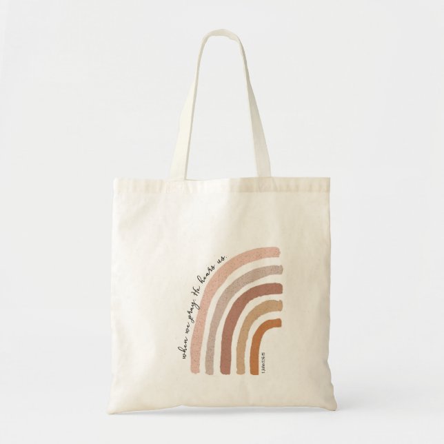 Bolso De Tela 1 Juan 5:15 - Arcoiris Boho (Frente)