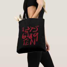 Bolso De Tela 1 Thru Ten Typography In Red On Black Pattern