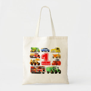 Bolso De Tela 1r cumpleaños del bebé de los camiones grandes d