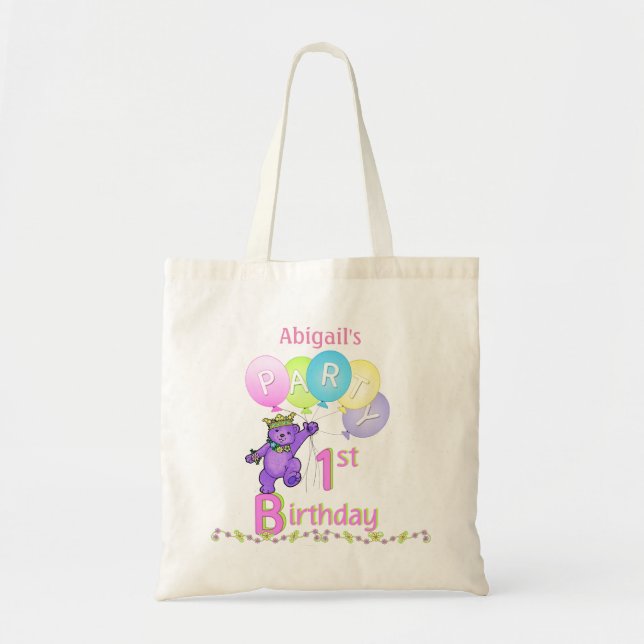 Bolso De Tela 1r Princesa púrpura Bear de la piel de la fiesta (Frente)