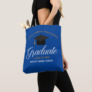 Bolso De Tela 2021 Graduación Personalizado Azul Nombre de la e
