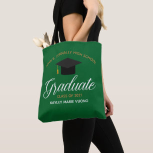 Bolso De Tela 2021 Graduación Personalizado Verde Nombre de la