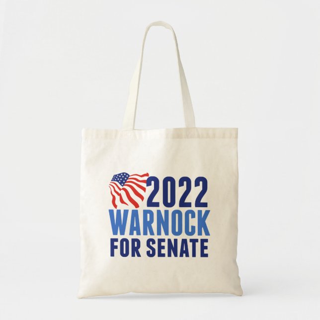 Bolso De Tela 2022 Warnock por la bandera estadounidense de Geor (Frente)