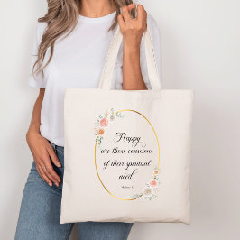 Bolso De Tela 2026 Texto del Año JW Mateo 5:3 con Rosas