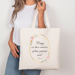 Bolso De Tela 2026 Texto del Año JW Mateo 5:3 con Rosas