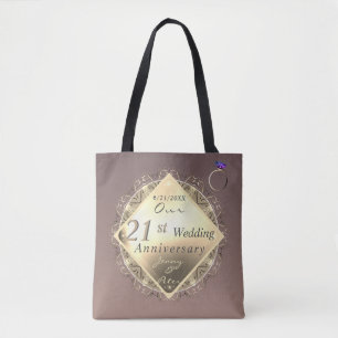 Bolso De Tela 21° Aniversario Boda Brass e Iolite