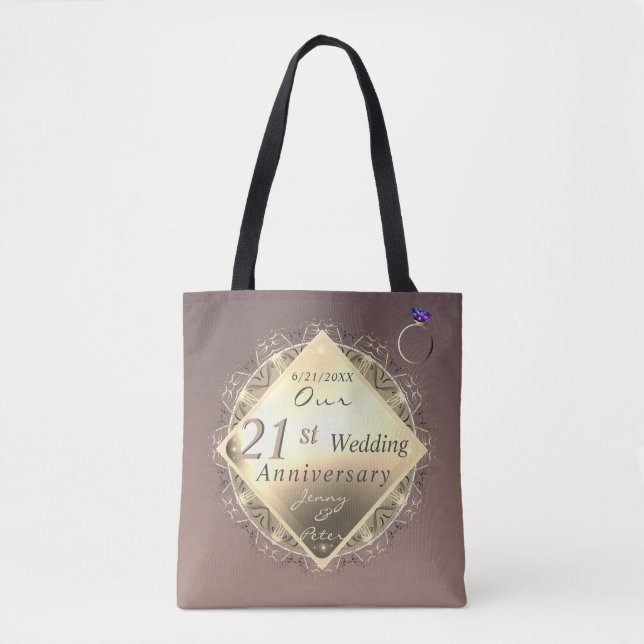Bolso De Tela 21° Aniversario Boda Brass e Iolite (Anverso)