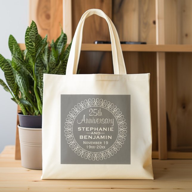 Bolso De Tela 25.º aniversario Boda personalizado (Personalized Tote Bag - 25th Wedding Anniversary)