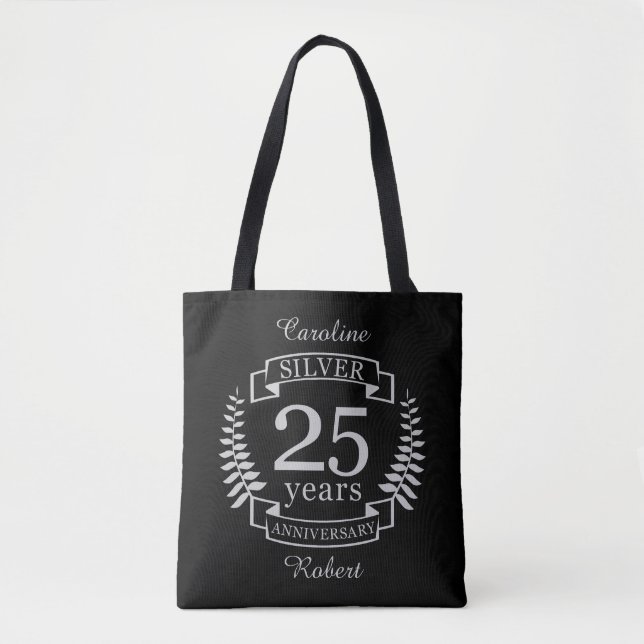 Bolso De Tela 25 años del boda plateado (Anverso)