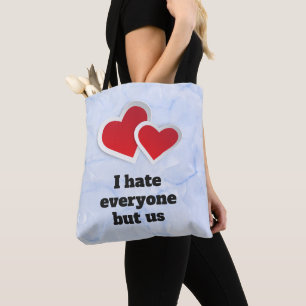 Bolso De Tela 2 Corazones Rojos - Odio A Todos Menos A La Tipogr