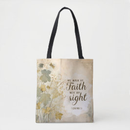 Bolso De Tela 2 Corintios 5:7 Caminamos por la Biblia Fe Verse