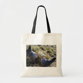 Bolso De Tela 2 gallinas libres de Dorking del gris de plata de