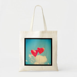 Bolso De Tela 2 globos con forma de corazón rojo brillante flota