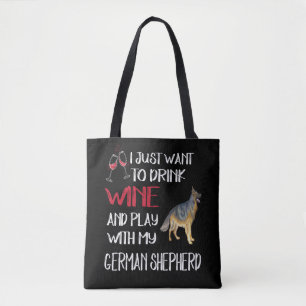 Bolso De Tela 2 Sólo Quieres Beber Vino Y Jugar Con Mi Alemán