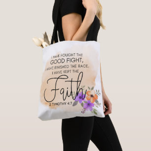 Bolso De Tela 2 Timothy 4:7 - He guardado la fe