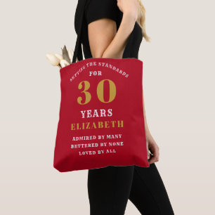 Bolso De Tela 30.ª Norma de Cumpleaños Red Gold Añade tu nombre