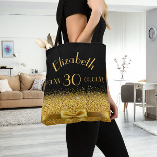 Bolso De Tela 30.º nombre del arco dorado negro