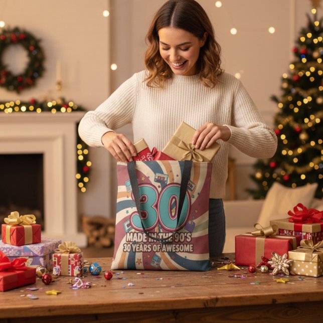 Bolso De Tela 30.º regalo de cumpleaños retro 90 asombroso Tote  (Subido por el creador)