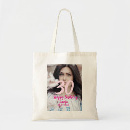 Bolso De Tela 30th birthday add name date year white photo
