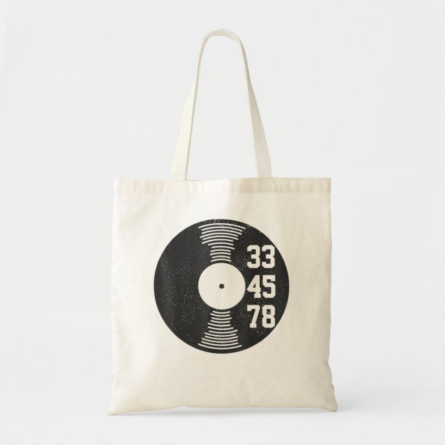 Bolso De Tela 33 45 78 RPM Vintage Retro Vinyl Record DJ Music G (Frente)