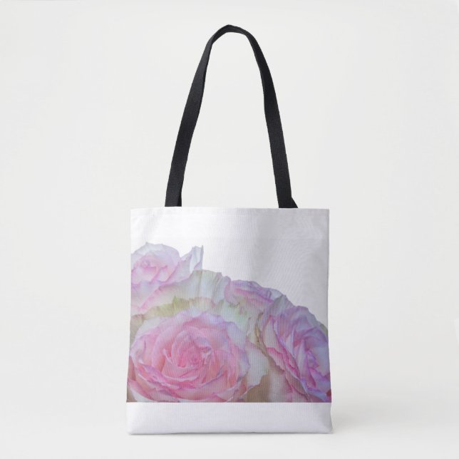 Bolso De Tela 3998-Rosas blancas y rosadas (Anverso)