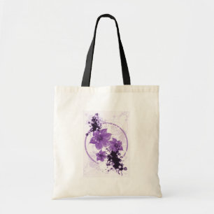 Bolso De Tela 3 flores bonitas - púrpura