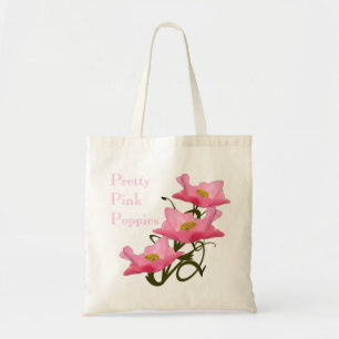 Bolso De Tela 3 Flores de Amapola Rosa Reutilizables Ecológicas 