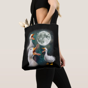 Bolso De Tela 3 Patos Aúllan a la Luna Divertido Extraño Maldito