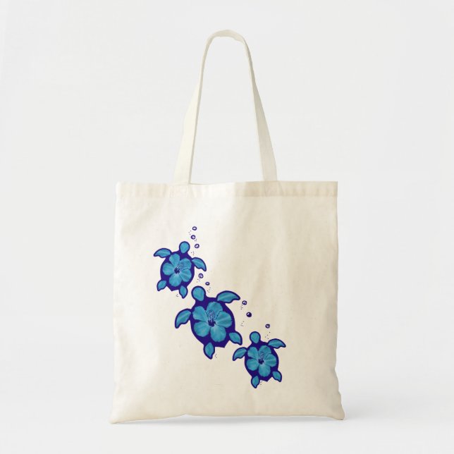 Bolso De Tela 3 tortugas azules de Honu (Frente)