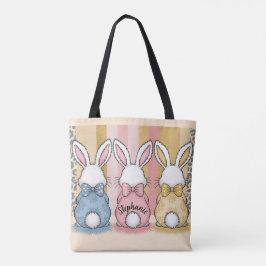 Bolso De Tela 3 Trío de conejitos, nombre personalizado