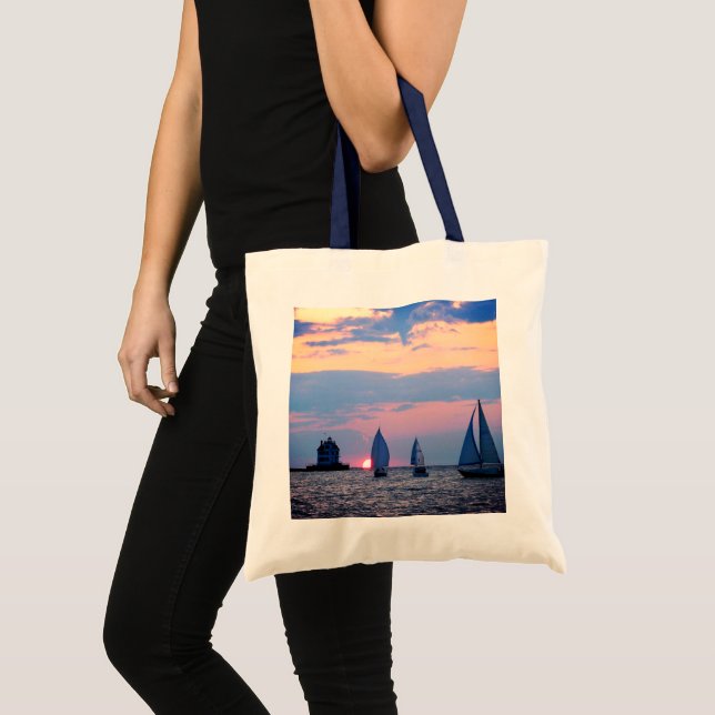 Bolso De Tela 3 veleros al atardecer (Anverso (producto))