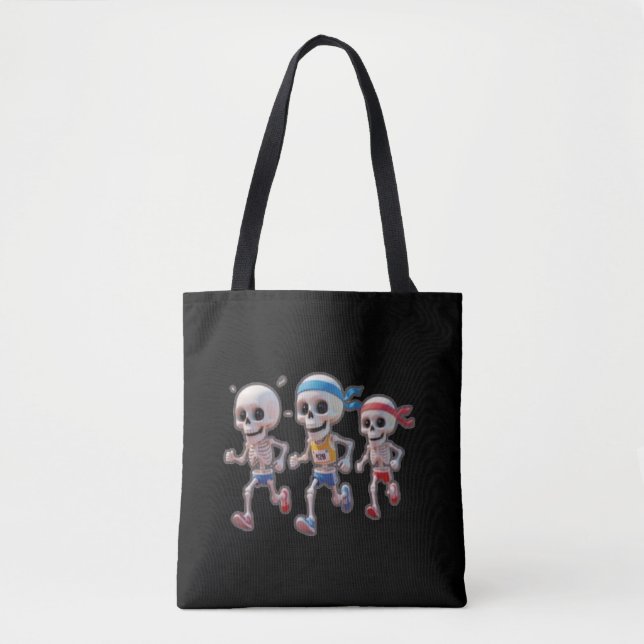 Bolso De Tela “3D Cartoon Skeleton Race • Funny Running Skeleton (Anverso)