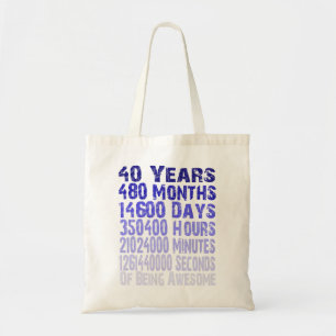 Bolso De Tela 40 años de cumpleaños impresionante desde 40 añ