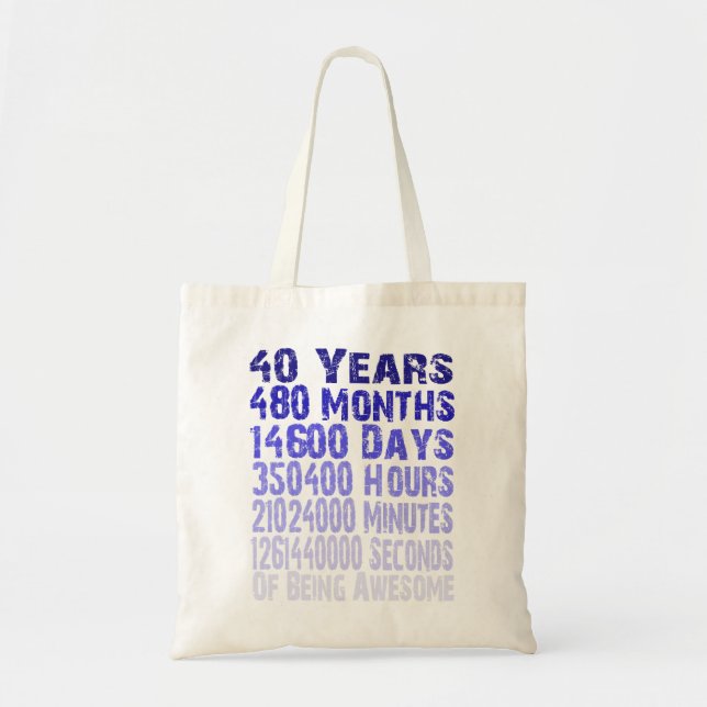 Bolso De Tela 40 años de cumpleaños increíble desde 40 años (Frente)