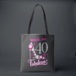 Bolso De Tela 40 y Fabulous, 40th Birthday, cualquier nombre, ed<br><div class="desc">40 y Fabulous,  cumpleaños 40,  editable,  cualquier nombre,  tacón alto de diamante rosa y blanco. Feliz cumpleaños,  señora,  mujer</div>