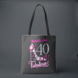 Bolso De Tela 40 y Fabulous, 40th Birthday, cualquier nombre, ed<br><div class="desc">40 y Fabulous,  cumpleaños 40,  editable,  cualquier nombre,  tacón alto de diamante rosa y blanco. Feliz cumpleaños,  señora,  mujer</div>