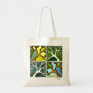 Bolso De Tela 4 árboles en acuarela y pluma y tinta