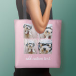 Bolso De Tela 4 Collage de fotos - RECOGE EL COLOR DE FONDO<br><div class="desc">Utiliza cuatro fotos cuadradas para crear un regalo único y personal. O puedes mantener al cachorro hipster y hacer un keepsake de moda. Si necesita ajustar las imágenes,  haga clic en la herramienta personalizar para realizar cambios.</div>