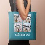 Bolso De Tela 4 Collage de fotos - RECOGE EL COLOR DE FONDO<br><div class="desc">Utiliza cuatro fotos cuadradas para crear un regalo único y personal. O puedes mantener al cachorro hipster y hacer un keepsake de moda. Si necesita ajustar las imágenes,  haga clic en la herramienta personalizar para realizar cambios.</div>
