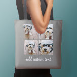 Bolso De Tela 4 Collage de fotos - RECOGE EL COLOR DE FONDO<br><div class="desc">Utiliza cuatro fotos cuadradas para crear un regalo único y personal. O puedes mantener al cachorro hipster y hacer un keepsake de moda. Si necesita ajustar las imágenes,  haga clic en la herramienta personalizar para realizar cambios.</div>
